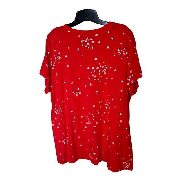 Lane Bryant Cotton Red Embroidered Stars Graphic Tee Shirt Top Size 18/20 - Picture 3 of 9